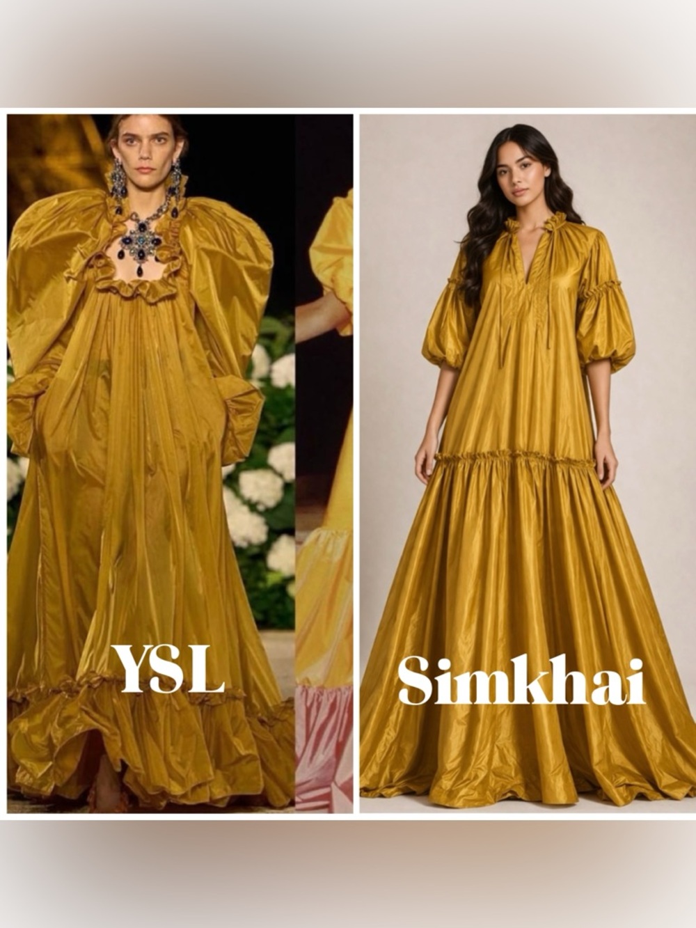 Simkhai Golden Mustard Puff-Sleeve Maxi Dress.Brand New-without tag